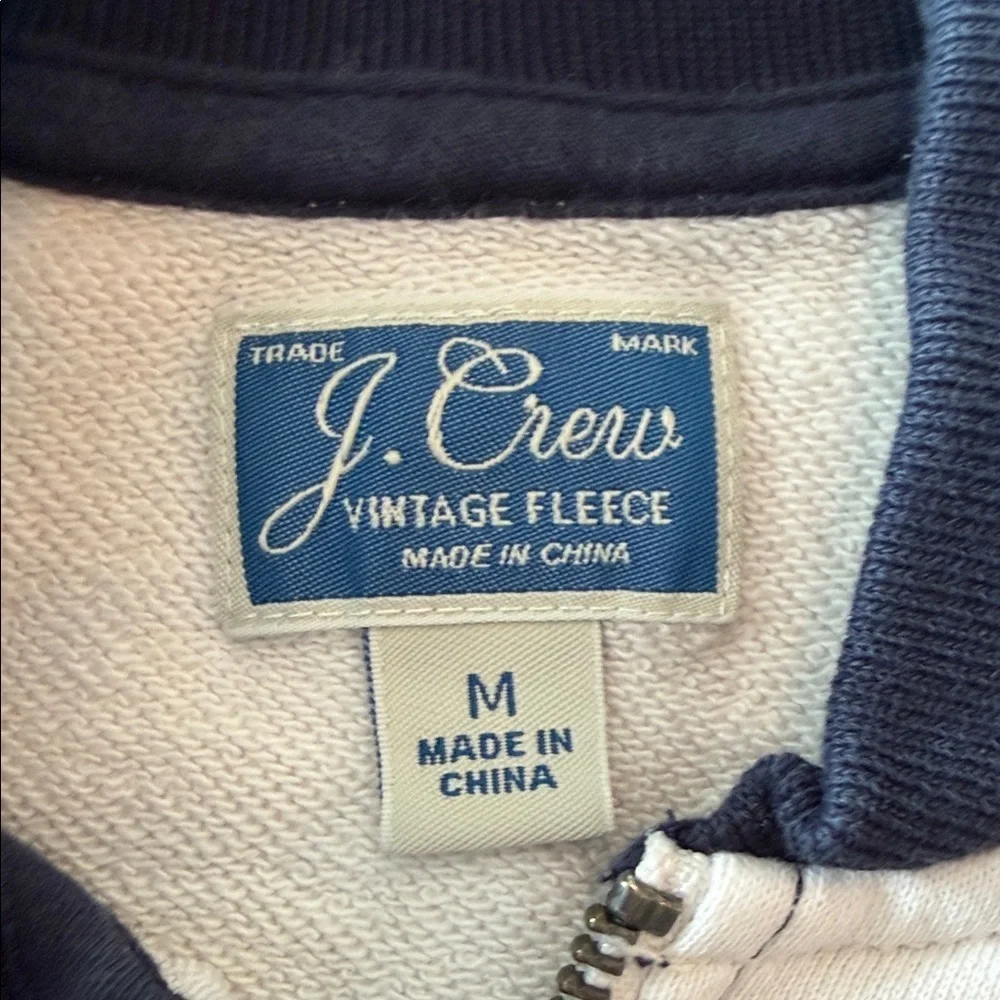 J. Crew Men's Navy and White Striped Half-Zip Sweatshirt